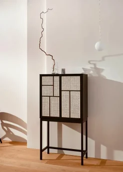 Air Cabinet, black/cane fra Design House Stockholm