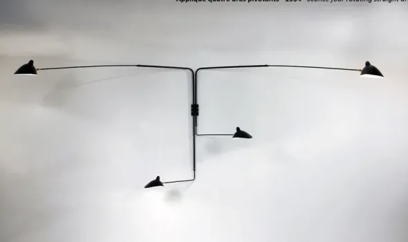 Big Wall Lamp w/4 Rotating Straight Arms af Serge Mouille