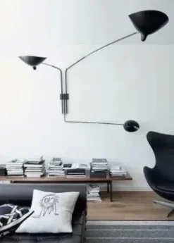 Big Wall Lamp w/3 Rotating Straight Arms af Serge Mouille