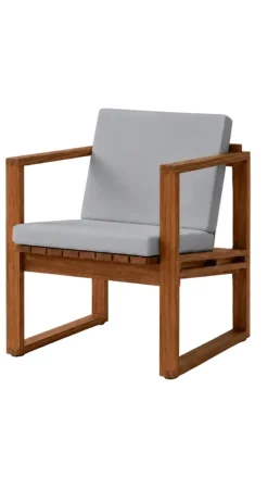 BK11 udendørs loungestol, olieret teak inkl. charcoal hynde fra Carl Hansen & Søn