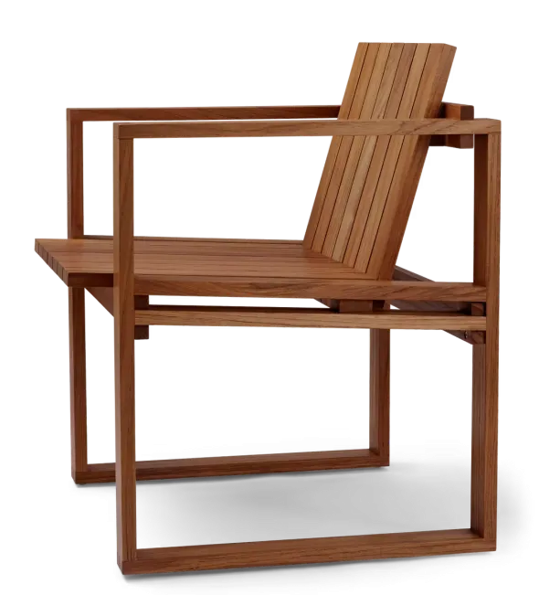 BK11 udendørs loungestol, olieret teak inkl. charcoal hynde fra Carl Hansen & Søn