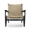 CH25 Loungestol, eg sortmalet med naturflet af Hans J. Wegner