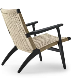 CH25 Loungestol, eg sortmalet med naturflet af Hans J. Wegner