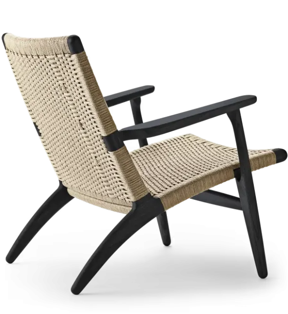 CH25 Loungestol, eg sortmalet med naturflet af Hans J. Wegner