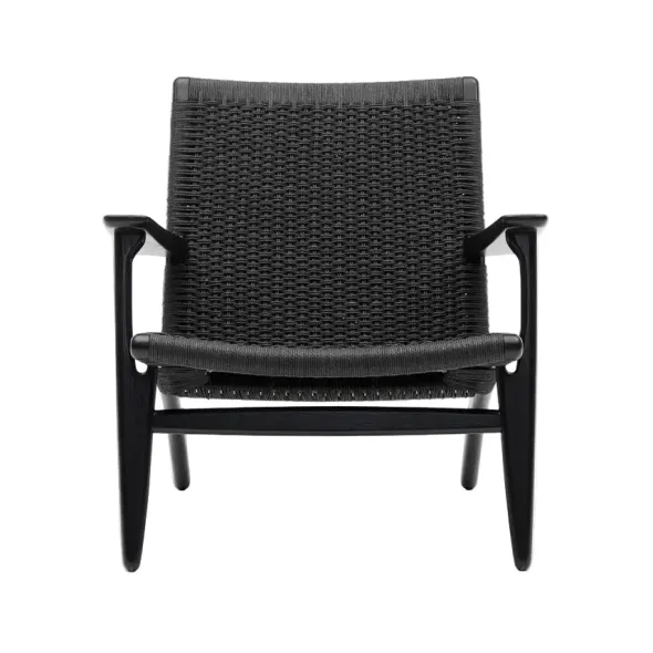 CH25 Loungestol, eg sortmalet med sort flet af Hans J. Wegner