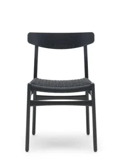 CH23 Spisestol, sort eg med sort flet af Hans J. Wegner
