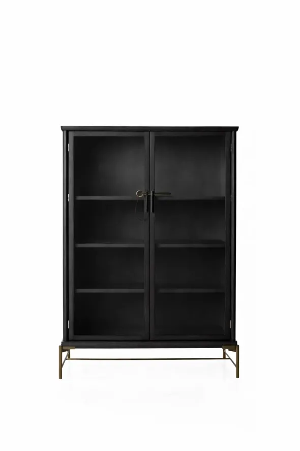 Dowry III kabinet, sort eg, clear glass fra Stellar Works