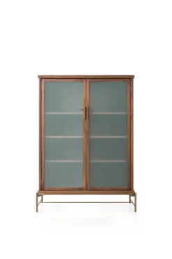 Dowry III kabinet, valnød, frosted glass fra Stellar Works