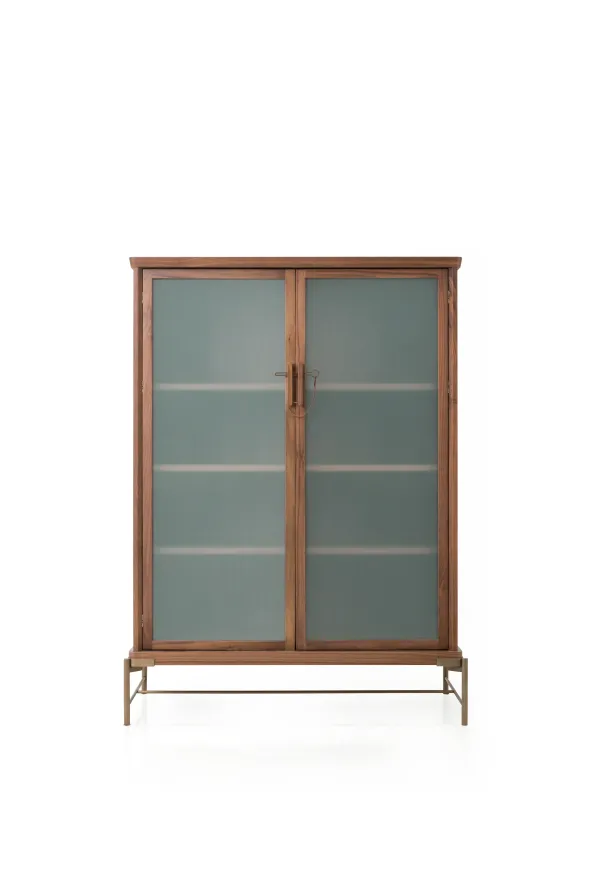 Dowry III kabinet, valnød, frosted glass fra Stellar Works