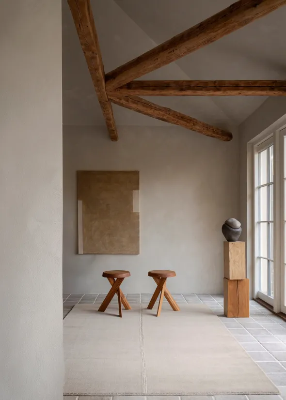 Faded Noren gulvtæppe, Cream fra Linie Design