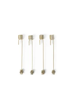 Forest Christmas Tree Candle Holders, sæt á 4 stk., brass fra Ferm Living