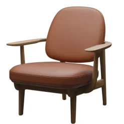 Fred JH97 lænestol, walnut essential læder, eg klar lak fra Fritz Hansen