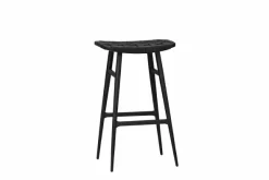 Freja barstol, sort eg, Leather Stripe Saddle Black fra Stellar Works