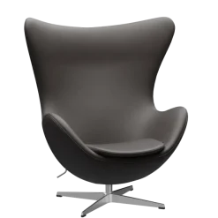 3316 Ægget loungestol, stel i børstet aluminium af Arne Jacobsen