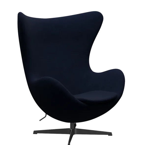3316 Ægget loungestol, stel i sort af Arne Jacobsen