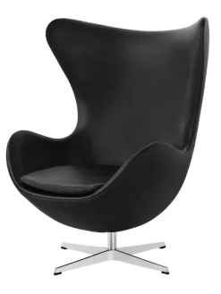 Ægget, sort læder/aluminium af Arne Jacobsen
