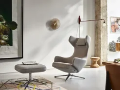 Grand Repos Lænestol inkl. Fodskammel, cognac (Premium Læder) fra Vitra
