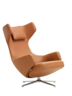 Grand Repos Lænestol inkl. Fodskammel, cognac (Premium Læder) fra Vitra