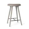 High Stool, grå bøg, Nuance Burned Grey læder, 69 cm, lav barstol fra Mater