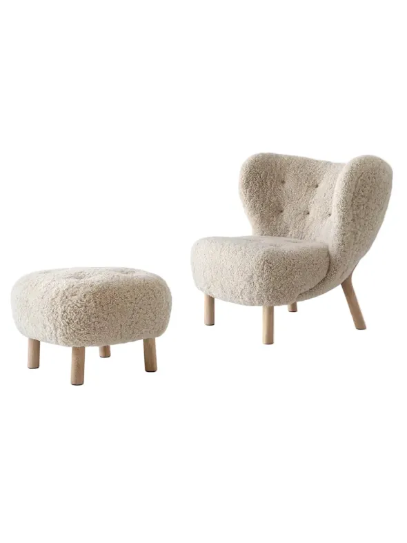 Little Petra inkl. skammel, Sheepskin Moonlight fra &Tradition