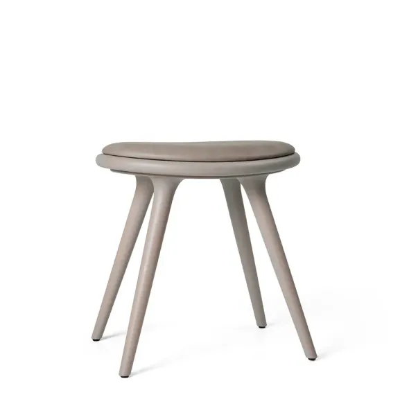 Low Stool, grå bøg, Nuance Burned Grey læder, 47 cm skammel fra Mater