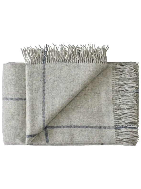 Mandø Plaid, light grey fra Silkeborg Uldspinderi