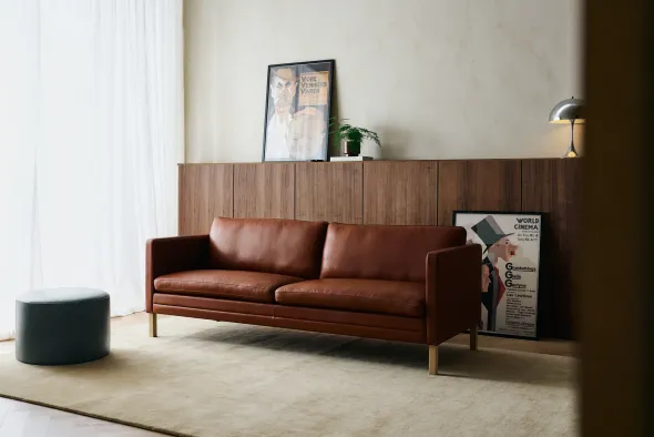 MH276 3 pers. sofa i Baltique anilinlæder fra Mogens Hansen