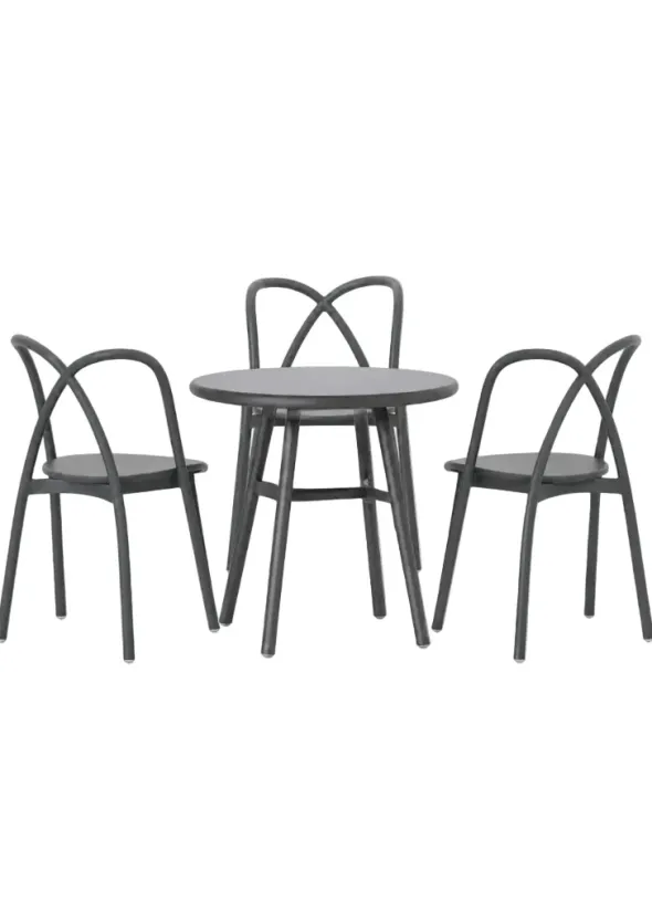 Ming cafésæt m. 3 stole og 1 bord, aluminium, grå fra Stellar Works