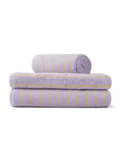 Naram towel - Lilac & Neon yellow fra Bongusta