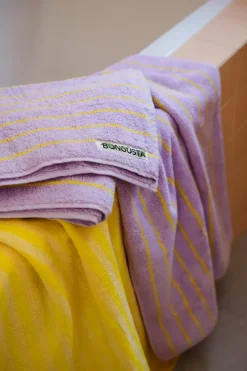Naram towel - Lilac & Neon yellow fra Bongusta