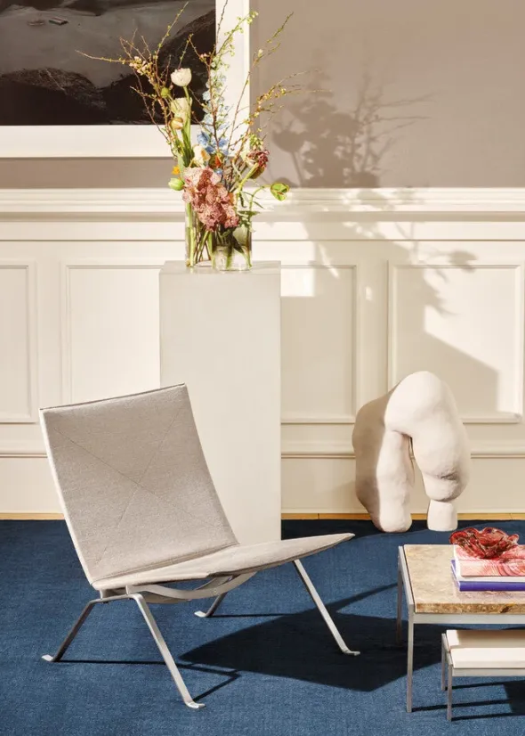 PK22 Loungestol, Canvas stof af Poul Kjærholm