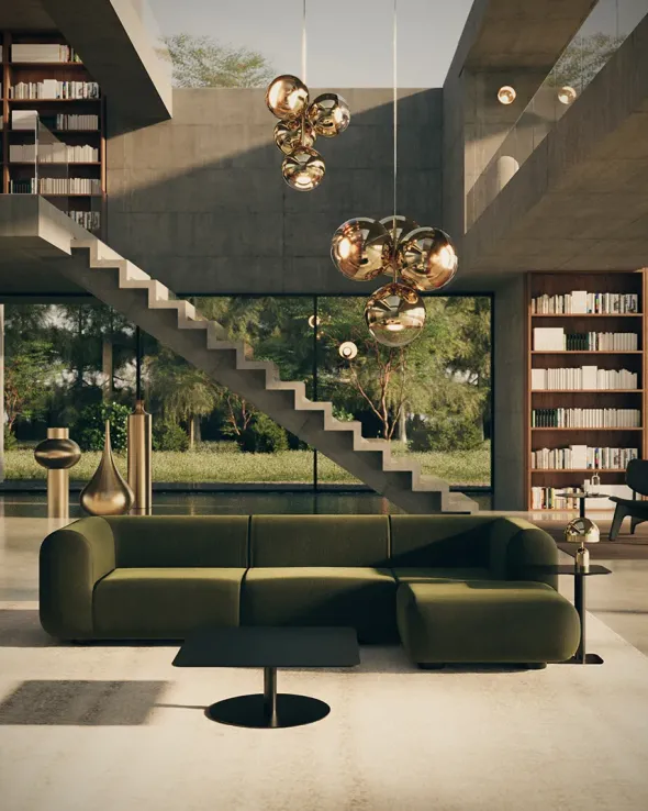 Plump Sofa 2,5 pers m. Chaiselong, elle 0200 fra Tom Dixon