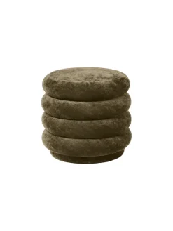 Pouf Round, faded velvet fra Ferm living
