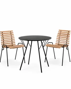 RHF Terrace cafésæt i teak/sort med 2 stole og 1 bord fra &Tradition