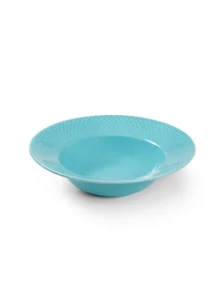 Rhombe dyb tallerken, turkis Ø24,5 cm fra Lyngby Porcelæn