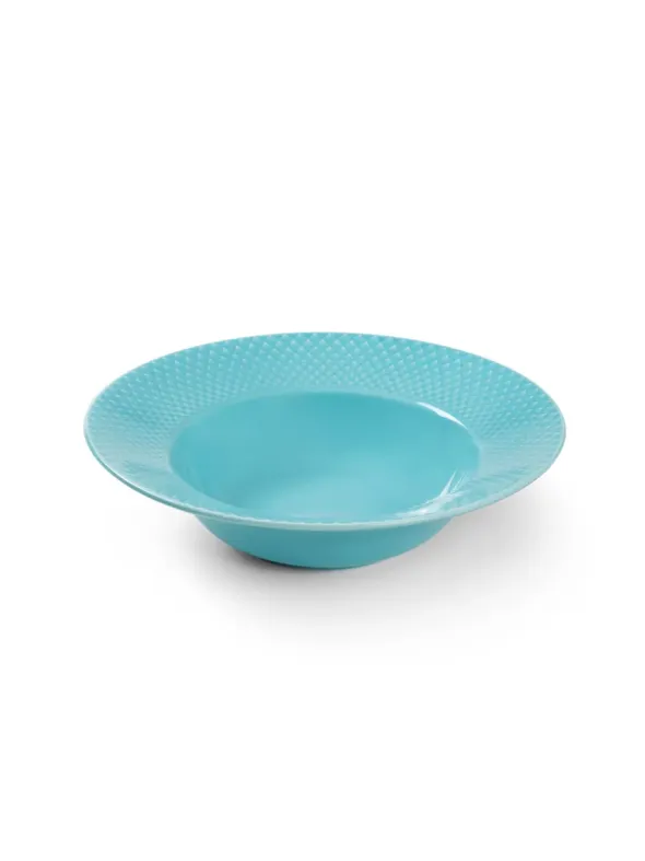 Rhombe dyb tallerken, turkis Ø24,5 cm fra Lyngby Porcelæn