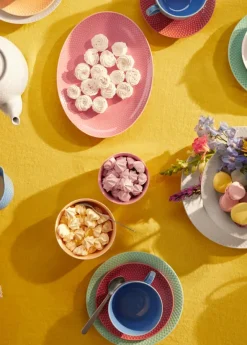 Rhombe oval fad, rosa fra Lyngby Porcelæn