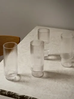 Ripple Long Drink Glasses Clear, sæt á 4 fra Ferm Living