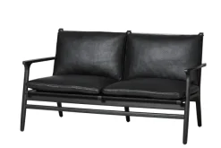 Rén loungesofa, sortmalet eg, sort læder fra Stellar Works