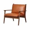 Rén loungestol, large, valnød, hynder m. cognac læder
