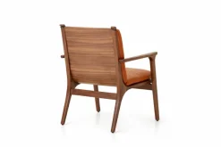 Rén loungestol, small, valnød, hynder m. cognac læder