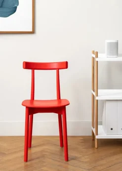 Skinny wooden chair, ash/red fra Nine