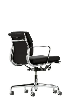 Soft Pad Chair EA 217 Kontorstol, sort læder/krom stel fra Vitra