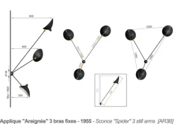 Spider Big Wall Lamp w/3 Fixed Arms af Serge Mouille
