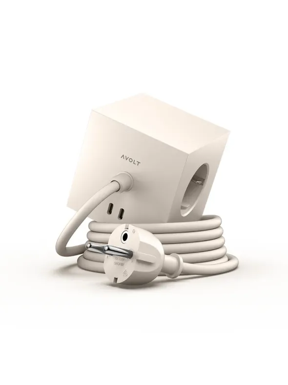 Square 1 Stikdåse med USB-C, beige fra Avolt