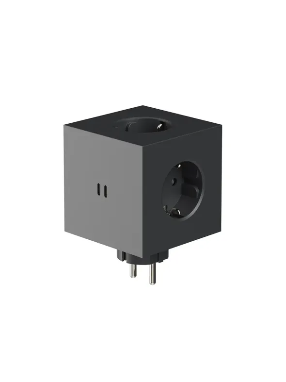 Square 2 Stikdåse med USB, sort fra Avolt