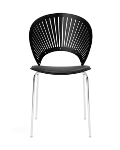 Trinidad stol m. sort læder på sæde fra Fredericia Furniture