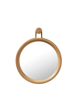Utility Round Mirror Small Oak natural Aged gold fra Stellar Works