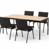 Ville havemøbelsæt i Teak & Warm Black med 1 bord og 4 stole fra &Tradition