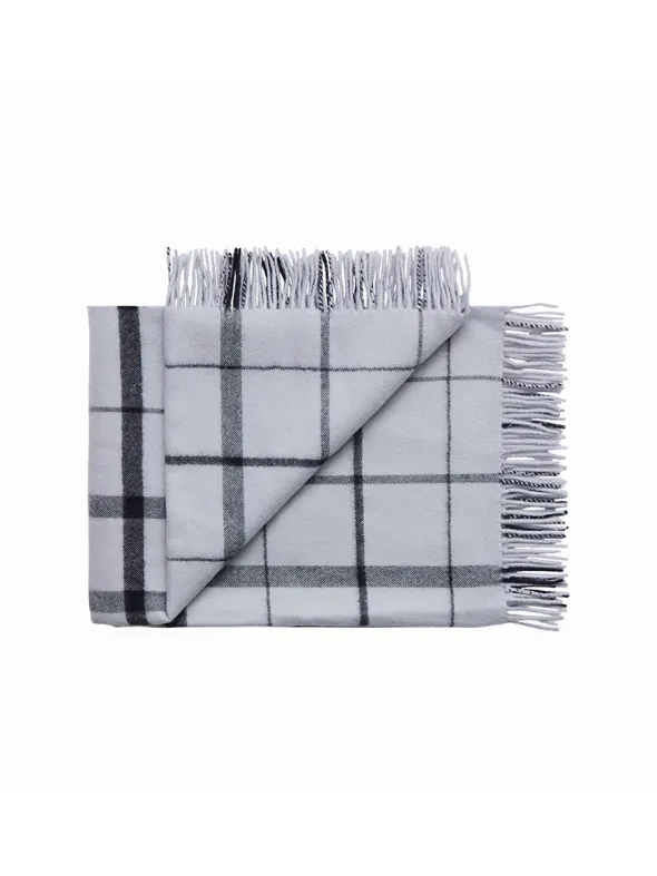 Warp & Weft Plaid, concrete/midnight fra Silkeborg Uldspinderi